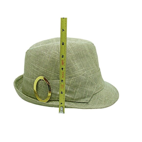 Linen Fedora Fashion Hat Oval Gold Ring On Side Beige & Gold Specks Unisex OSFM main image 5